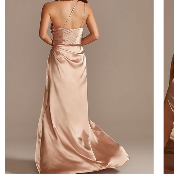 David’s Bridal- charmeuse draped one-shoulder bridesmaid dress
STYLE# GS290018 - Picture 3 of 4